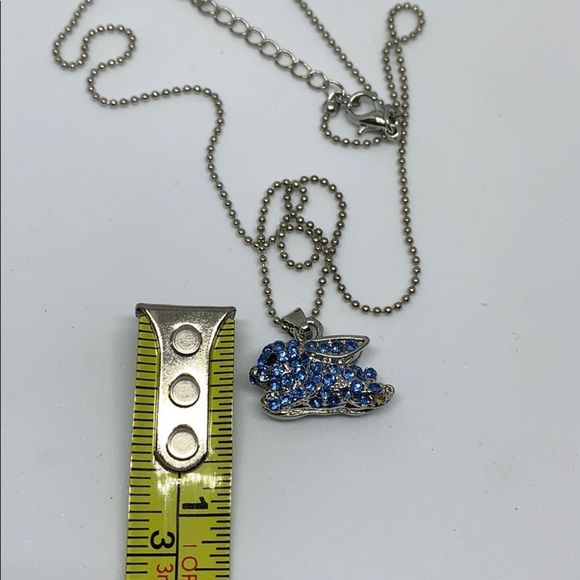 Light blue crystal rabbit pendant and chain - Picture 6 of 8